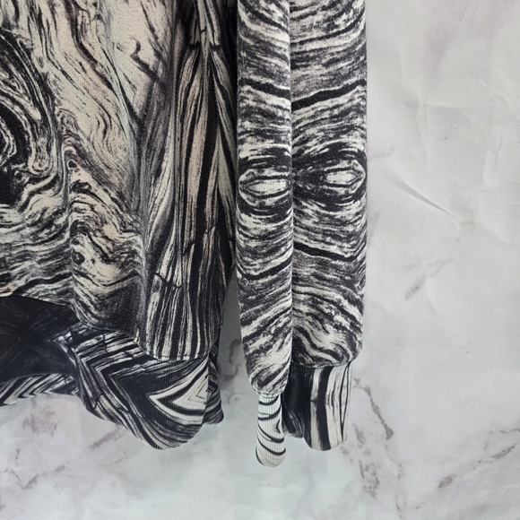 Double Needle Sweatshirt Mens Large Vintage Y2K Black Crew Pullover Abstract - Picture 4 of 12